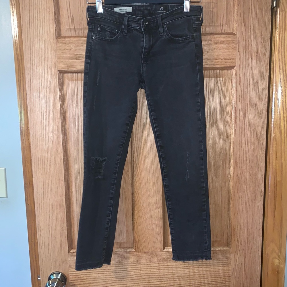 AG Adriano Goldschmied The Stilt Crop Cigarette Crop Black Size 24